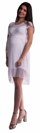 Be MaaMaa Těhotenské šaty se šifonovým přehozem - bílé - L