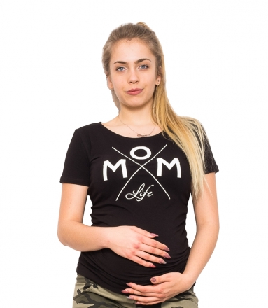 Be MaaMaa Těhotenské triko Mom Life - černá, vel. XL