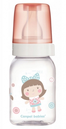 Canpol Babies Skleněná lahvička 120 ml Panenka - růžová/bílá