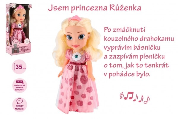 Panenka princezna Růženka plast 35cm česky mluvící na baterie se zvukem v krabici 17x