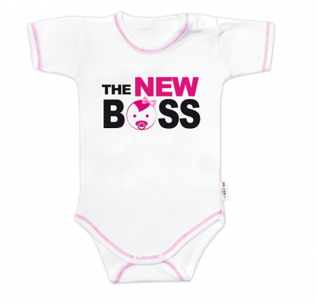 Body krátký rukáv s vtipným textem Baby Nellys, The New Boss, holka
