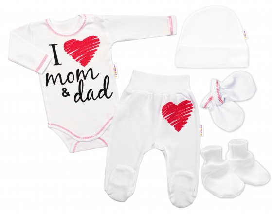 5-ti dílná soupravička do porodnice I love mom &amp; dad, unisex, Baby Nellys