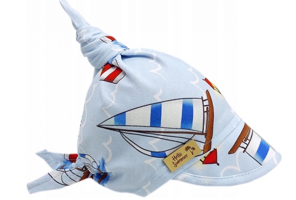 Dětský bavlněný šátek s kšiltem na zavazování, Premium Baby Nellys, lodě