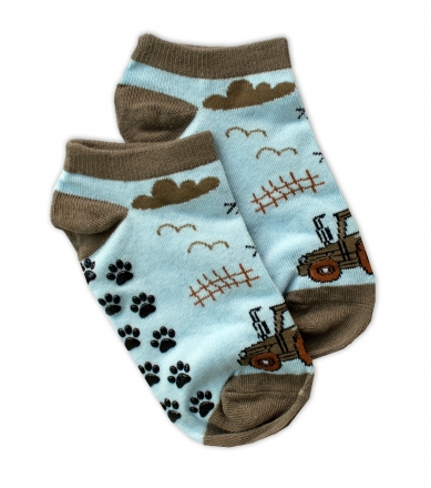 Dětské ponožky s ABS Traktor - modrý