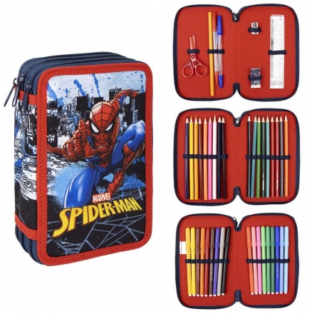 Školní penál třípatrový s náplní Spiderman
