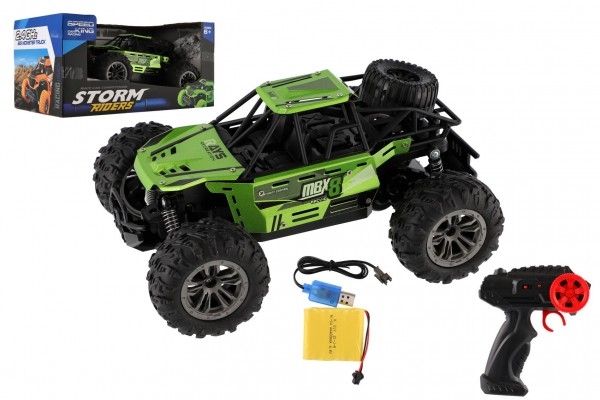 Auto RC buggy terénní zelené 22cm plast 2,4GHz na baterie + dobíjecí pack v krabici 3