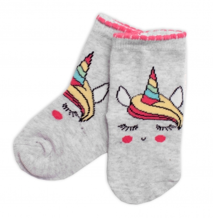Dětské bavlněné ponožky Jednorožec - šedé