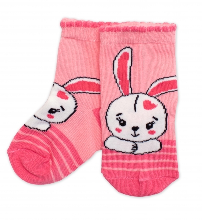 Dětské bavlněné ponožky Králiček - růžové