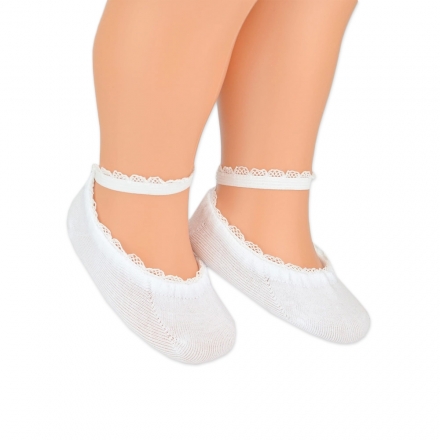 Kojenecké bavlněné ponožky s krajkou, bílé