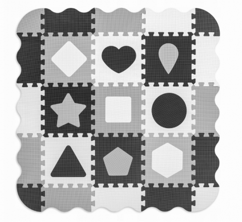 Pěnové puzzle, podložka Jolly Shapes, šedá, 25 dílků