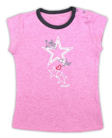 Bavlněné tričko NICOL SUPERSTAR - krátký rukáv - melír růžová, vel. 74