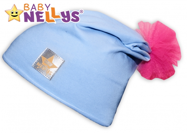 Bavlněná čepička Tutu květinka Baby Nellys ® - sv. modrá, 48-52, 2-8let