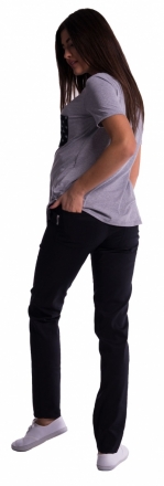 Be MaaMaa Těhotenské kalhoty s mini těhotenským pásem - černé, vel. XXL