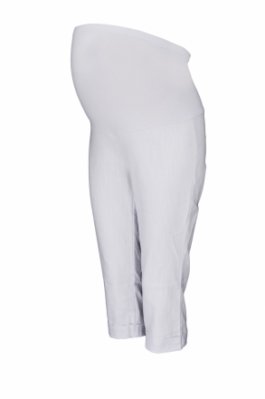 Be MaaMaa Těhotenské 3/4 kalhoty s elastickým pásem - bílé, vel. L
