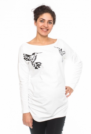 Be MaaMaa Těhotenské triko, mikina Kolibri - bílé, vel. XL
