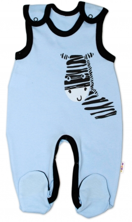 Kojenecké bavlněné dupačky Baby Nellys, Zebra - modré