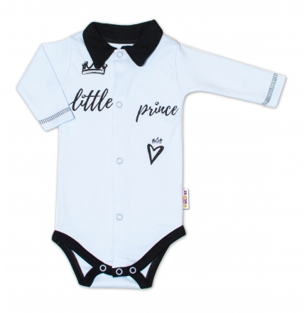 Baby Nellys Body dlouhý rukáv s límečkem, modré Little Prince