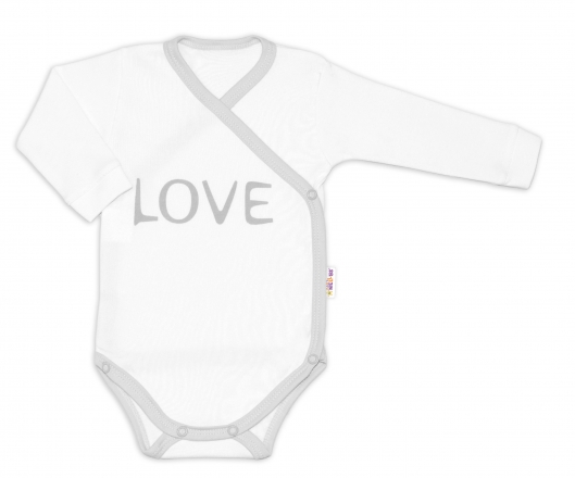 Body dlouhý rukáv Love - zapínání bokem, bílé