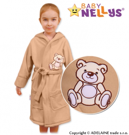 Baby Nellys Dětský župan - Medvídek Teddy Bear - béžový/kávový