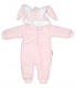 Baby Nellys Manšestrová kombinézka/overálek s kožíškem Cute Bunny - růžová, vel. 68/74