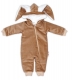 Baby Nellys Manšestrová kombinézka/overálek s kožíškem Cute Bunny - hnědá, vel. 68/74