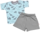 Tričko, krátký rukáv + kraťásky, 2D, Baby Nellys, Dino, bavlna, modrá/šedá, vel. 86