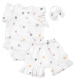 Zavinovací body, kraťasky + čelenka, mušelín, Srdíčko, Baby Nellys, smetanové, vel. 62