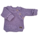 Pletený svetřík pro miminko s knoflíčky Lovely, prodloužené náplety, lila, 56/62