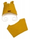 Pletená čepice s bavlněnou podšívkou a šátkem 2v1, Teddy Hand made - hořčicová, 80/86