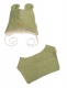 Pletená čepice s bavlněnou podšívkou a šátkem 2v1, Teddy Hand made - oliva, 68/74